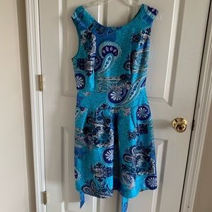 Amanda Charles Paisley Blue Print Tied Dress